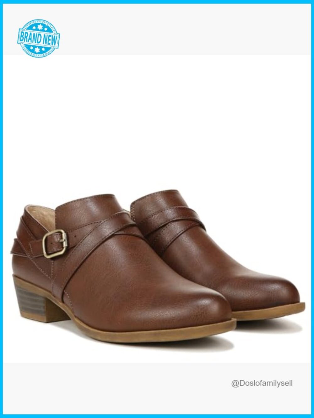 Faux Leather Ankle Bootie with Block Heel and Memory Foam Comfort - Picture 7 of 7